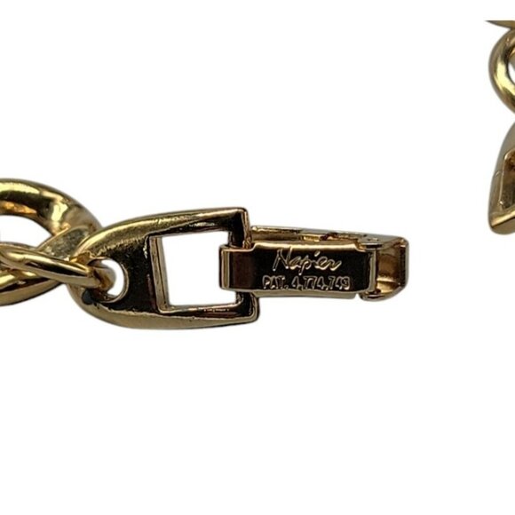 Napier Bracelet Patent Number Gold Plated Flat Cuban Link Size 7 Vintage - Picture 7 of 10